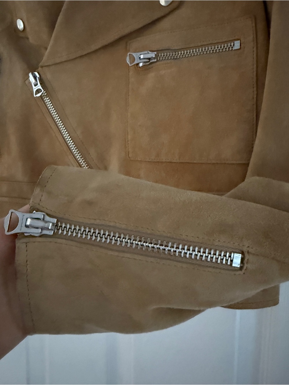 Acne Suede Moto Jacket in Camel - Picture 4 of 6